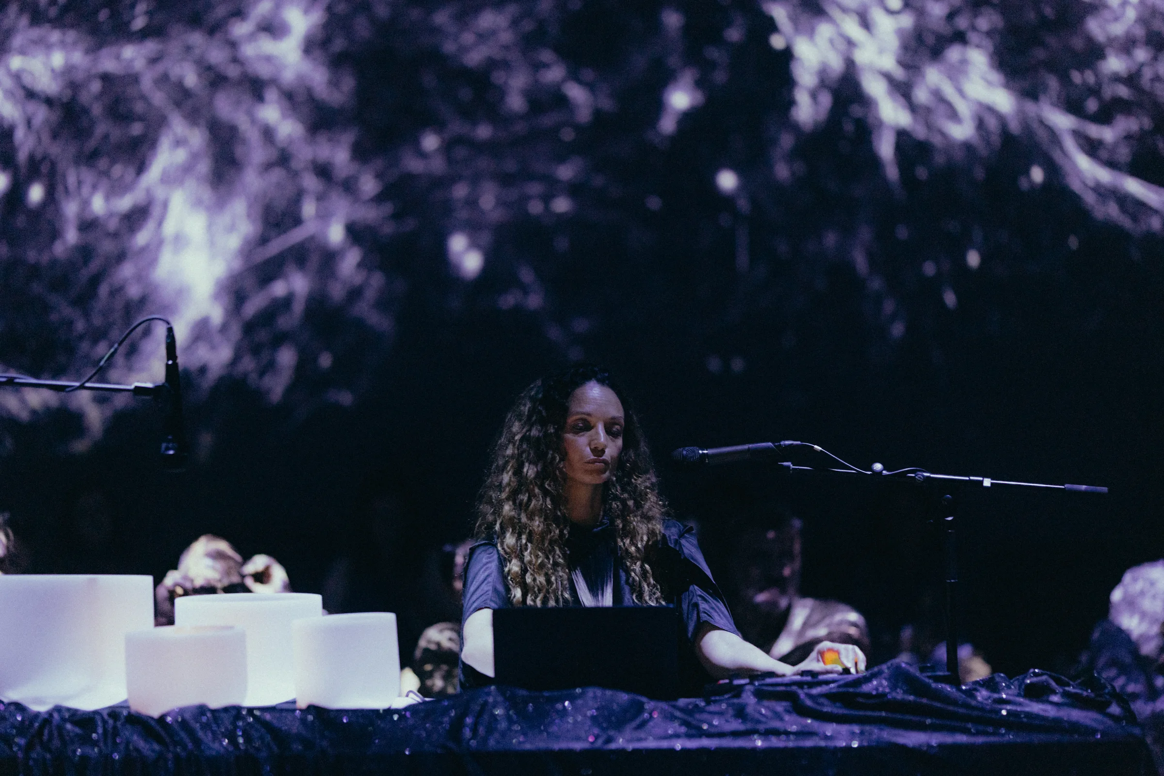 Ilhem performing Echoes of Eurydice at Videnie Gallery