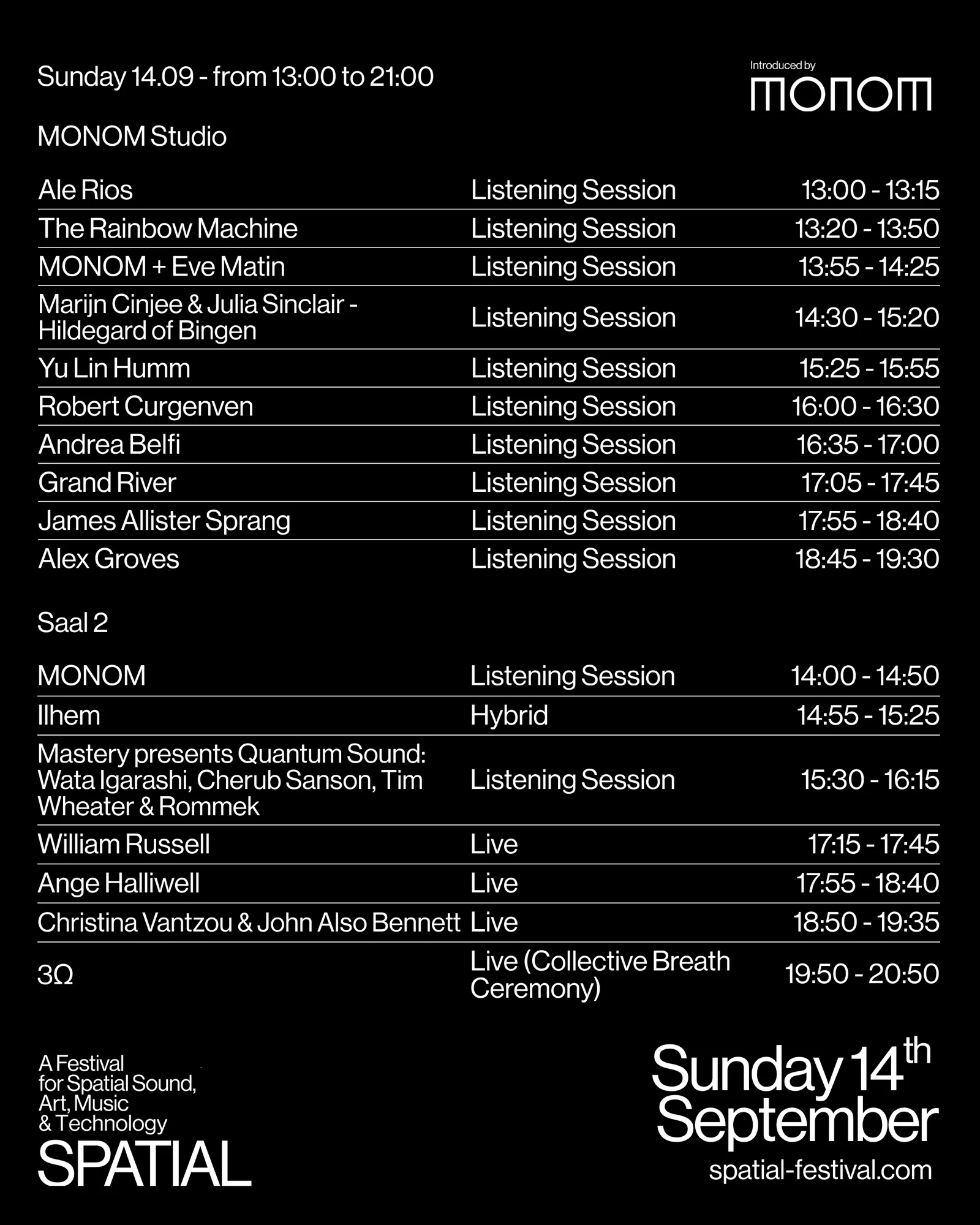 Spatial Festival 2025 programme featuring Ilhem