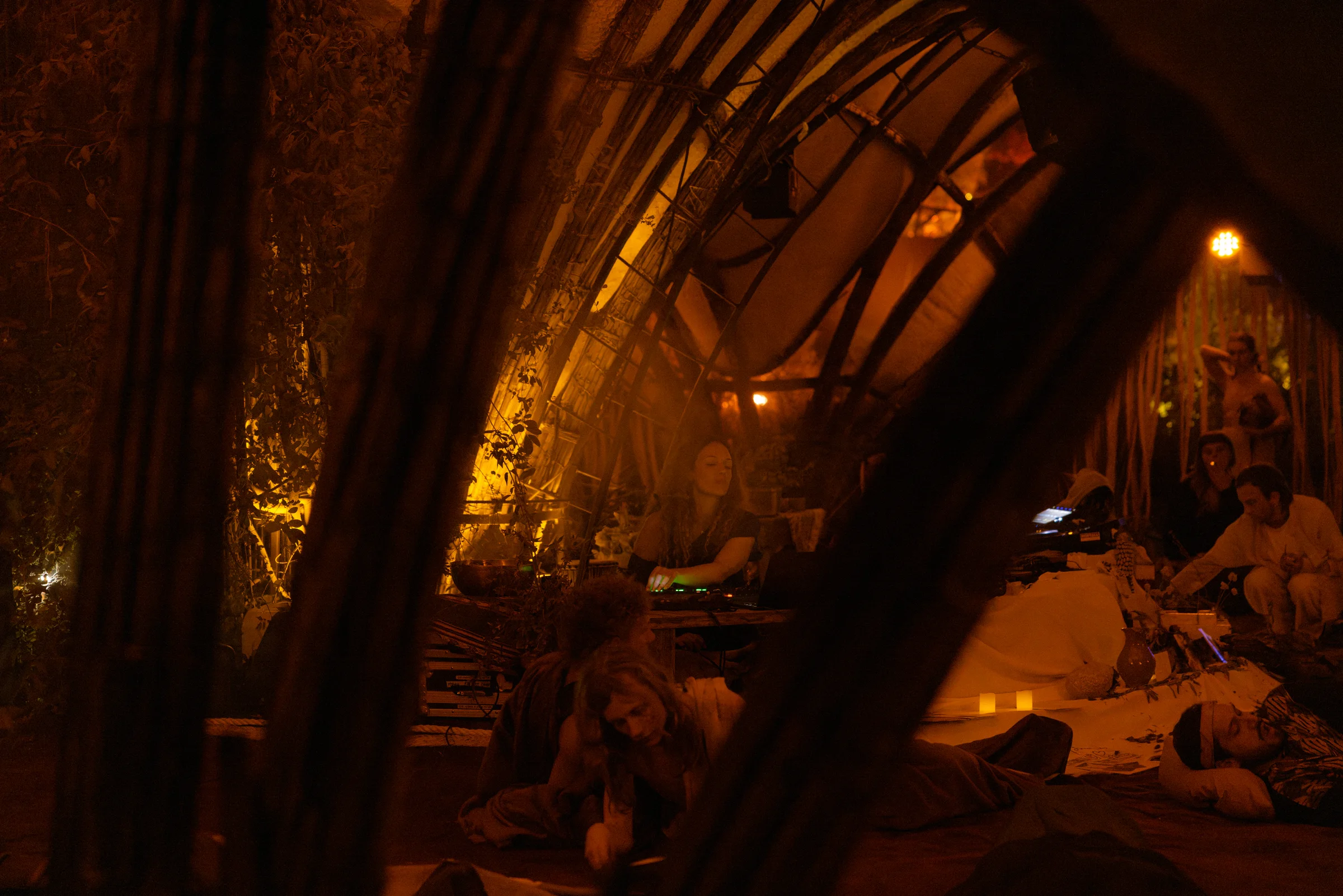 Audience resting during The Veil