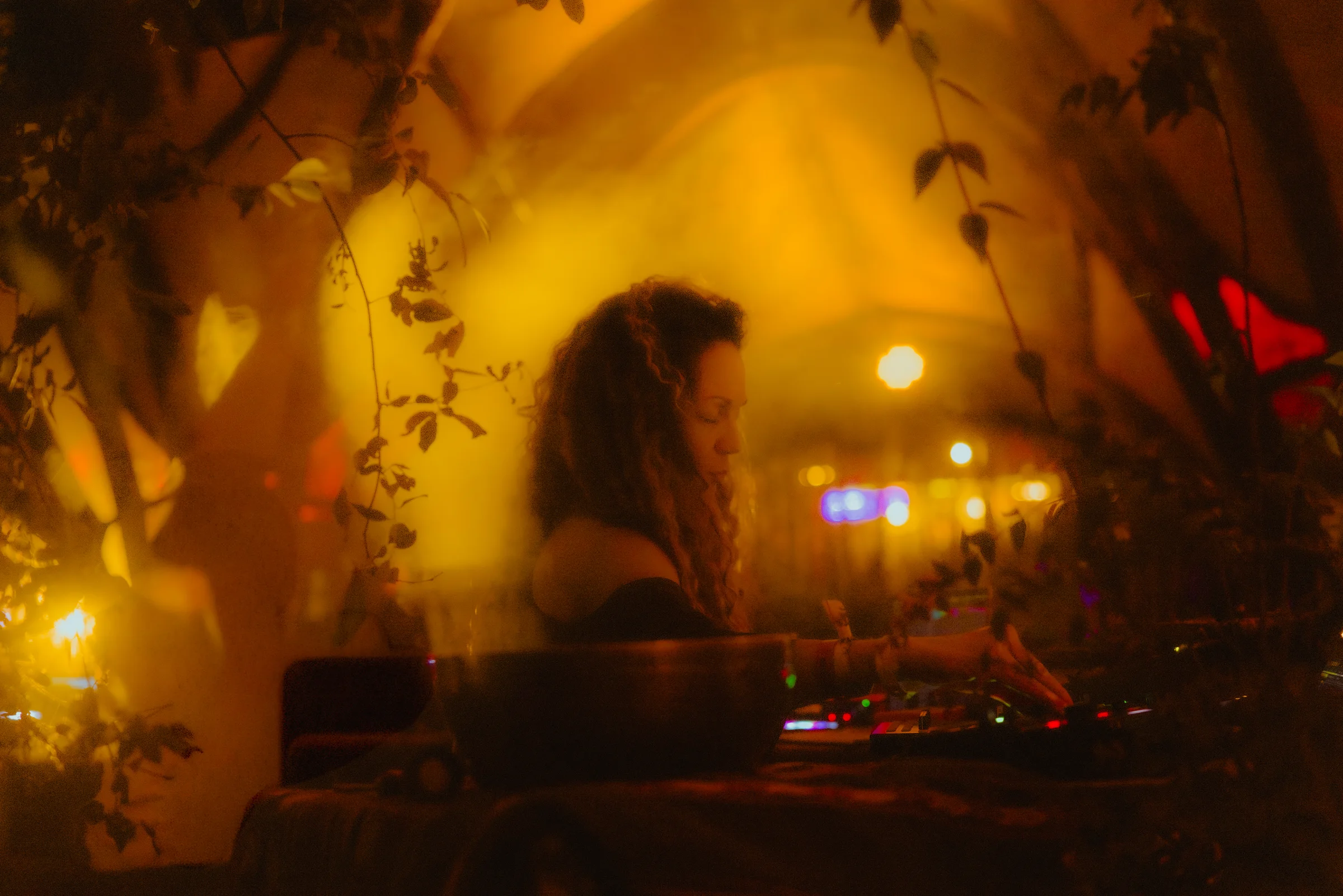 Ilhem performing within the Waking Life installation